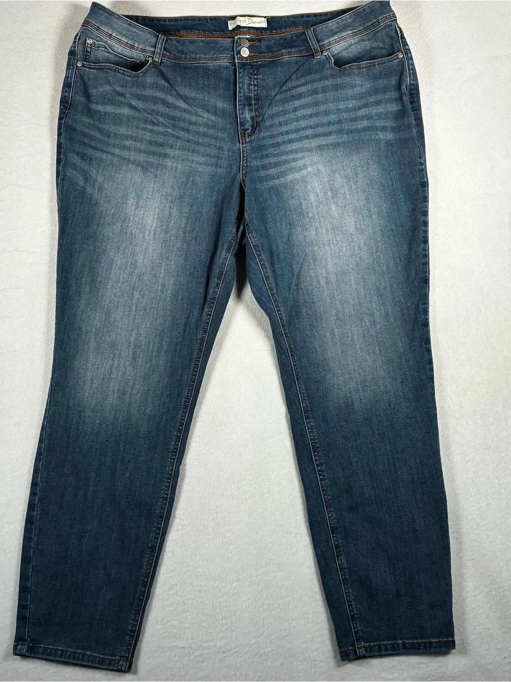 Cato Dark Blue Wash Denim Hem with Contrast Orange Stitching size: 24W